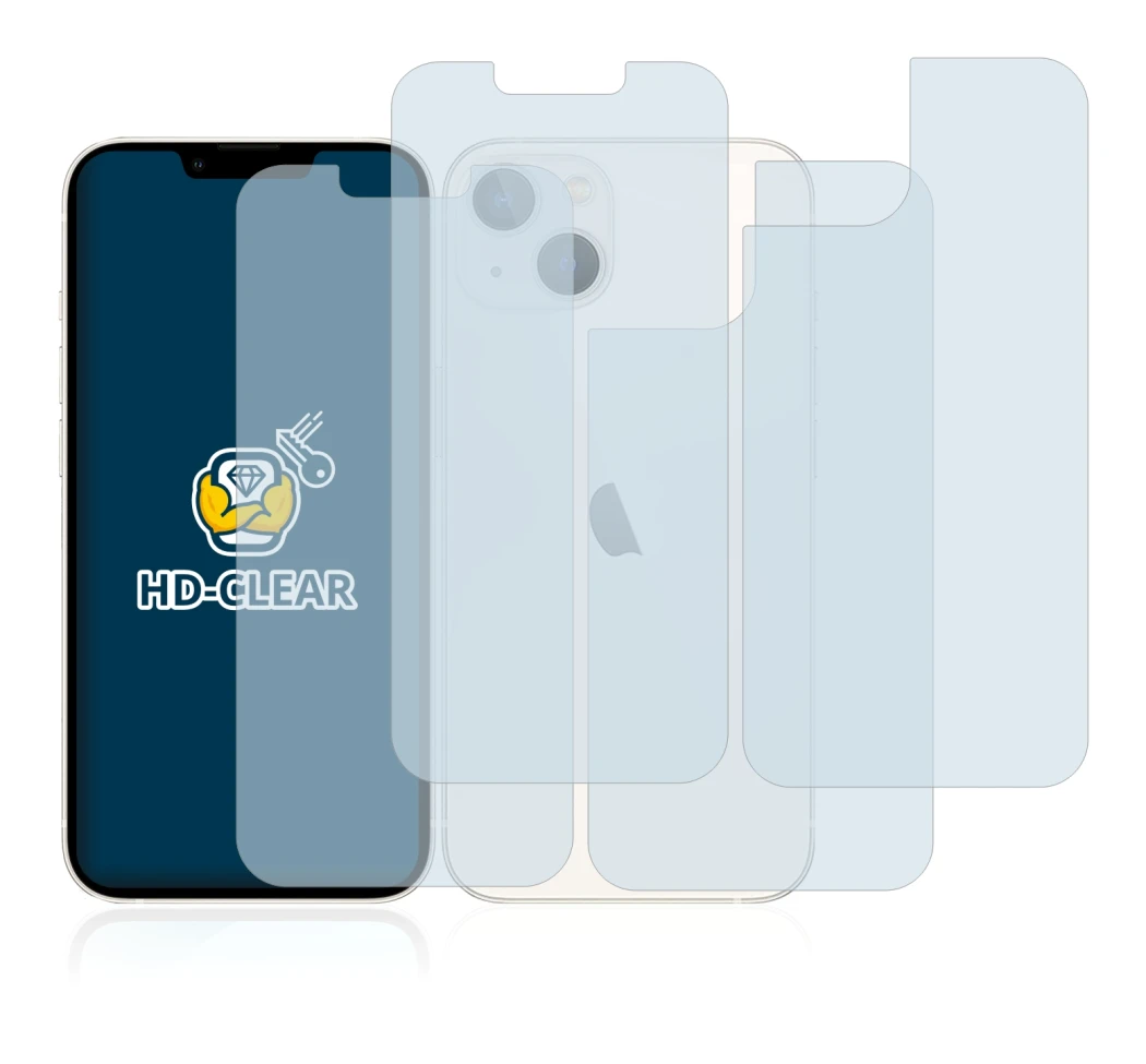 Immagine del dispositivo Apple iPhone 13 (Fronte+Retro) con un'ampia varietà di protezioni per lo schermo.