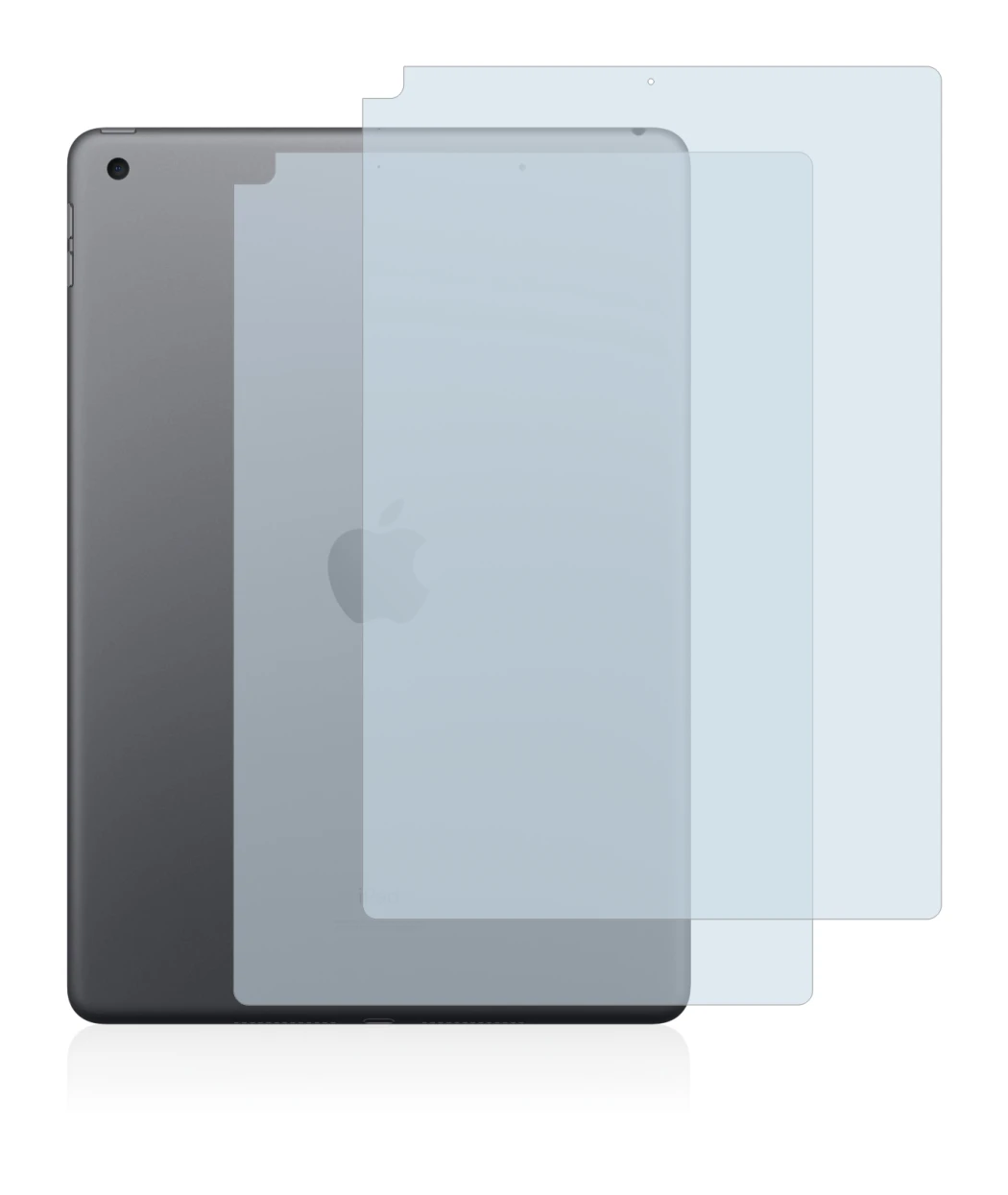Immagine del dispositivo Apple iPad 10.2″ WiFi 2021 (9a. Gen., Posteriore) con un'ampia varietà di protezioni per lo schermo.