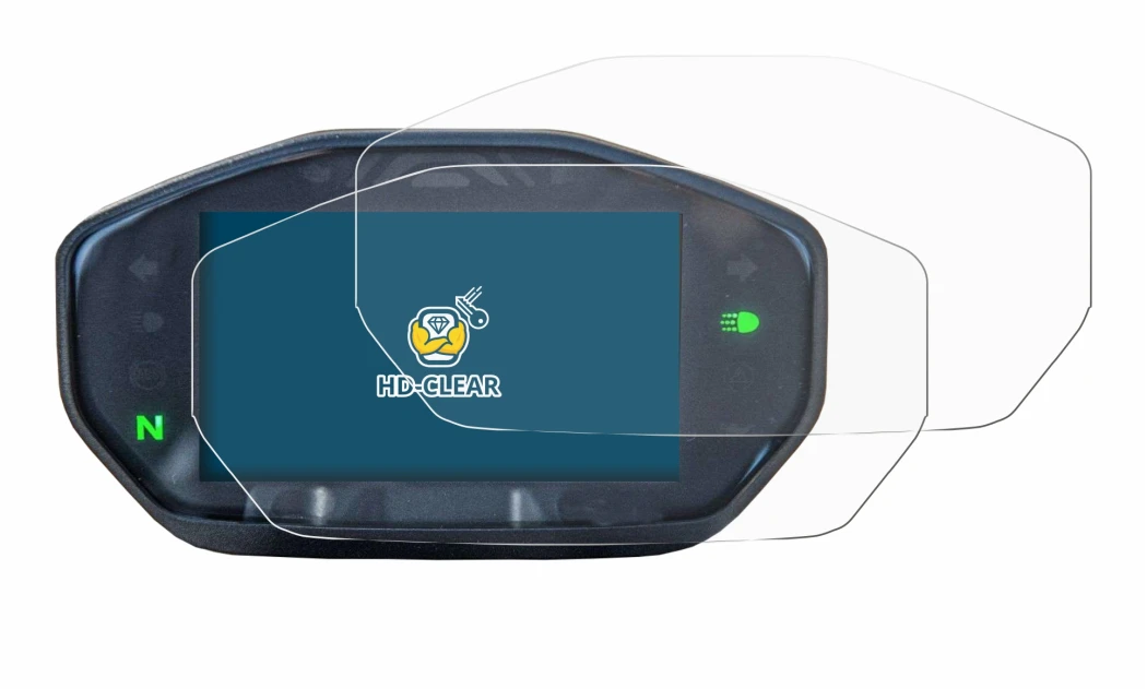 Immagine del dispositivo Ducati Monster / Monster + 2021 con un'ampia varietà di protezioni per lo schermo.