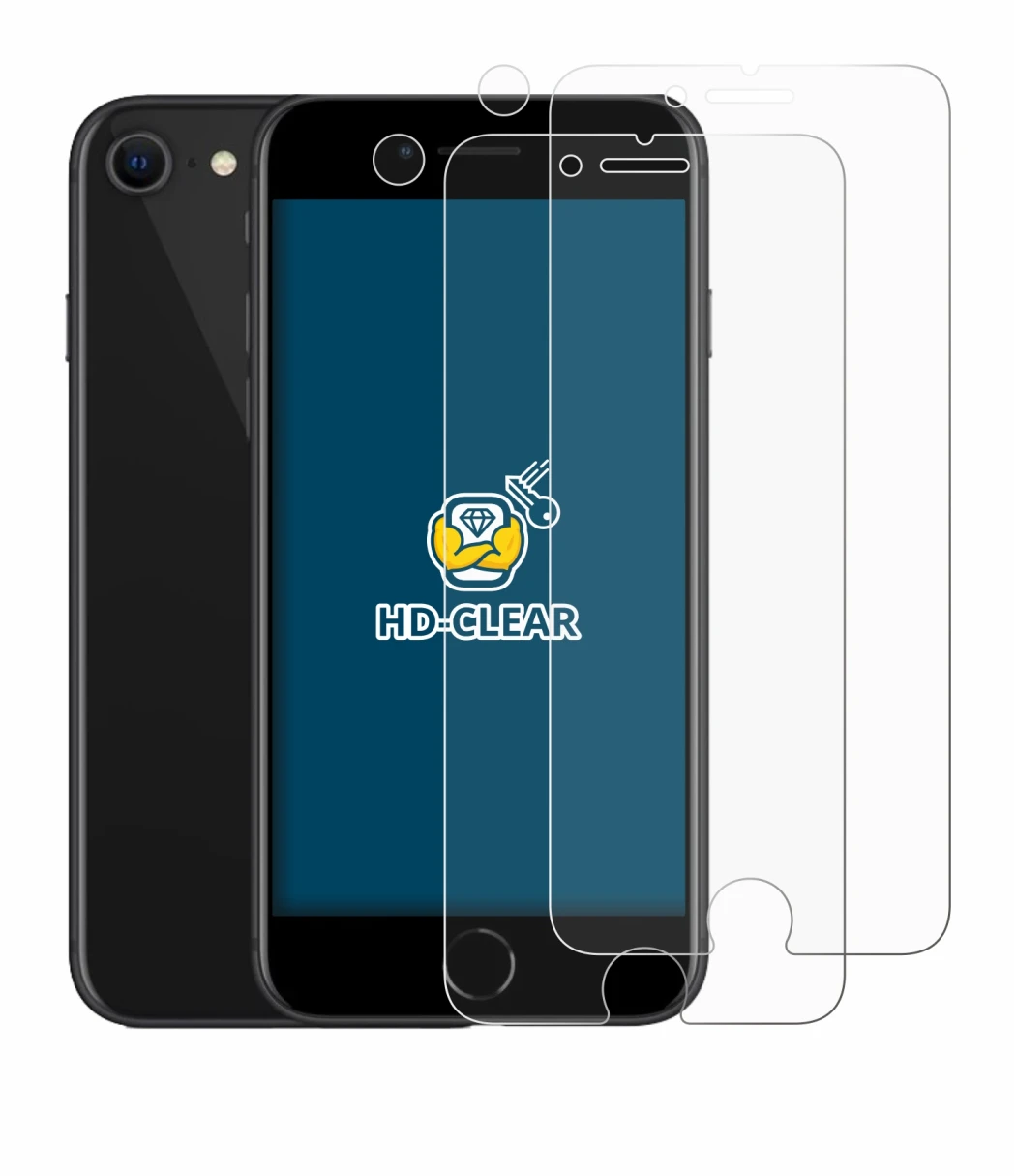 Immagine del dispositivo Apple iPhone SE 2 2020 (Fronte+Fotocamera) con un'ampia varietà di protezioni per lo schermo.