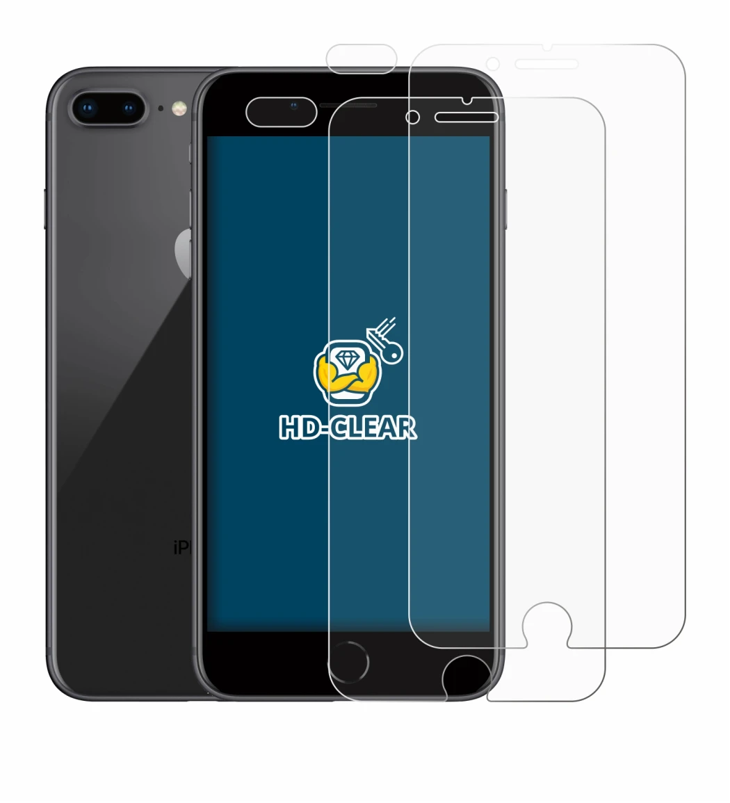Immagine del dispositivo Apple iPhone 8 Plus (Fronte+Fotocamera) con un'ampia varietà di protezioni per lo schermo.