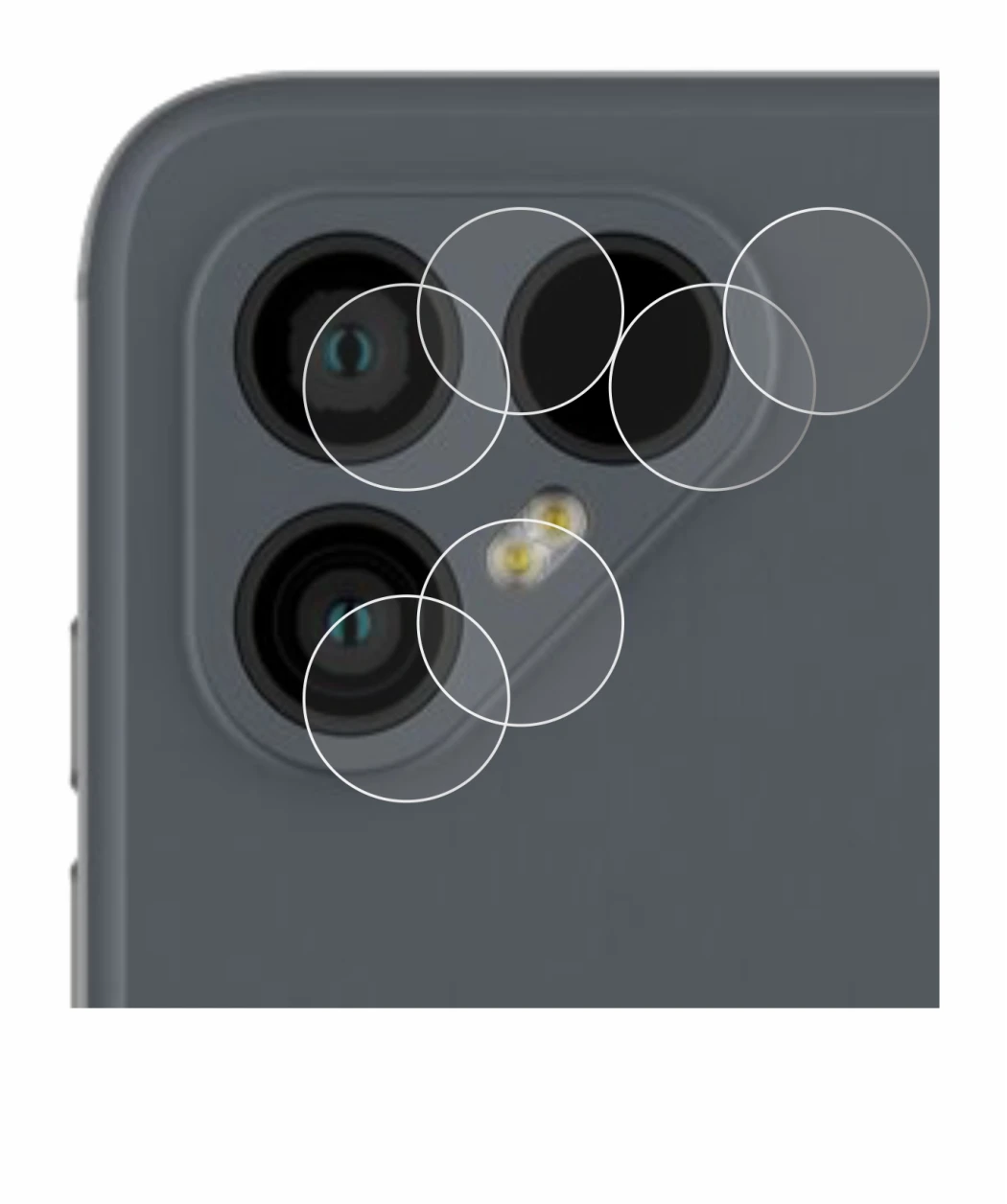 Immagine del dispositivo Fairphone 4 (SOLO Fotocamera) con un'ampia varietà di protezioni per lo schermo.
