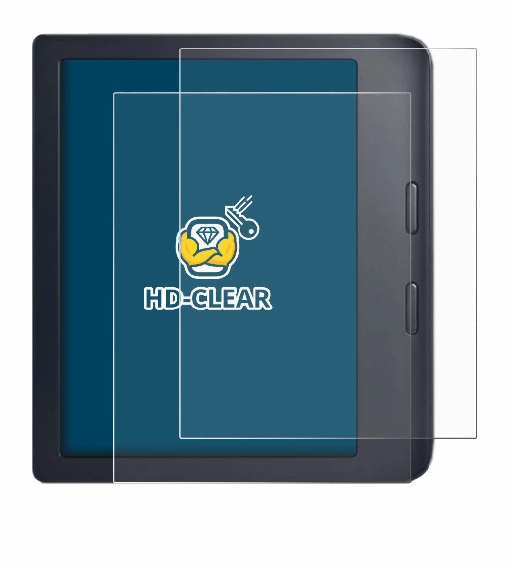 Immagine del dispositivo Kobo Libra 2 con un'ampia varietà di protezioni per lo schermo.