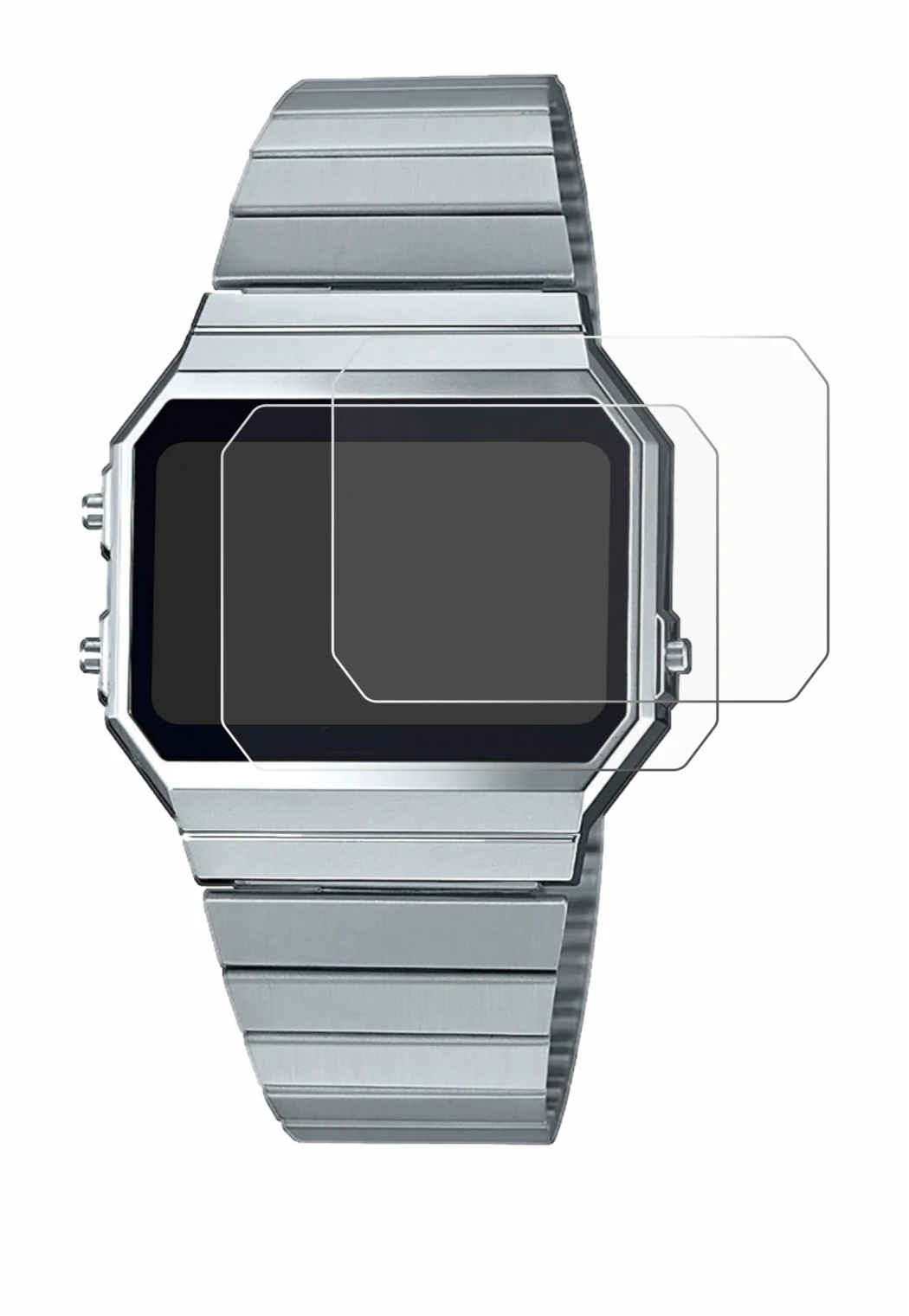 Immagine del dispositivo Casio A700WE con un'ampia varietà di protezioni per lo schermo.
