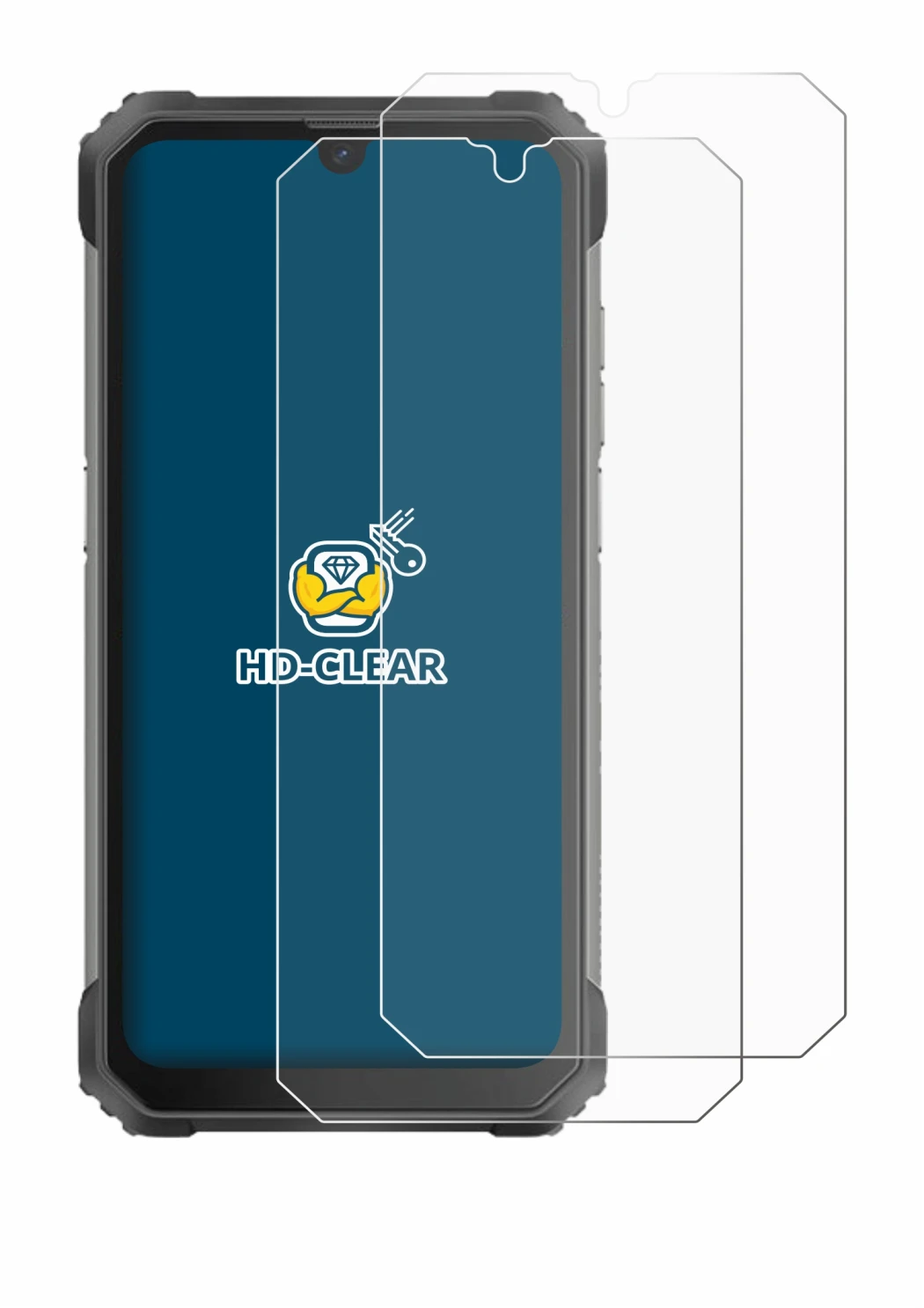 Immagine del dispositivo Blackview BV8800 con un'ampia varietà di protezioni per lo schermo.