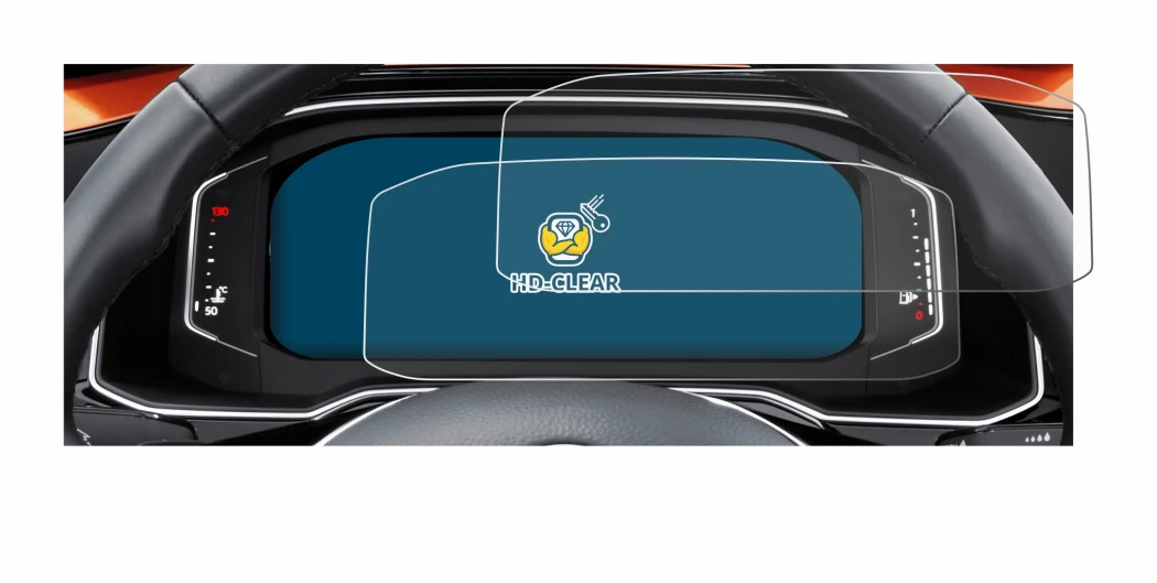 Immagine del dispositivo Volkswagen Polo 6 Digital Cockpit Pro con un'ampia varietà di protezioni per lo schermo.