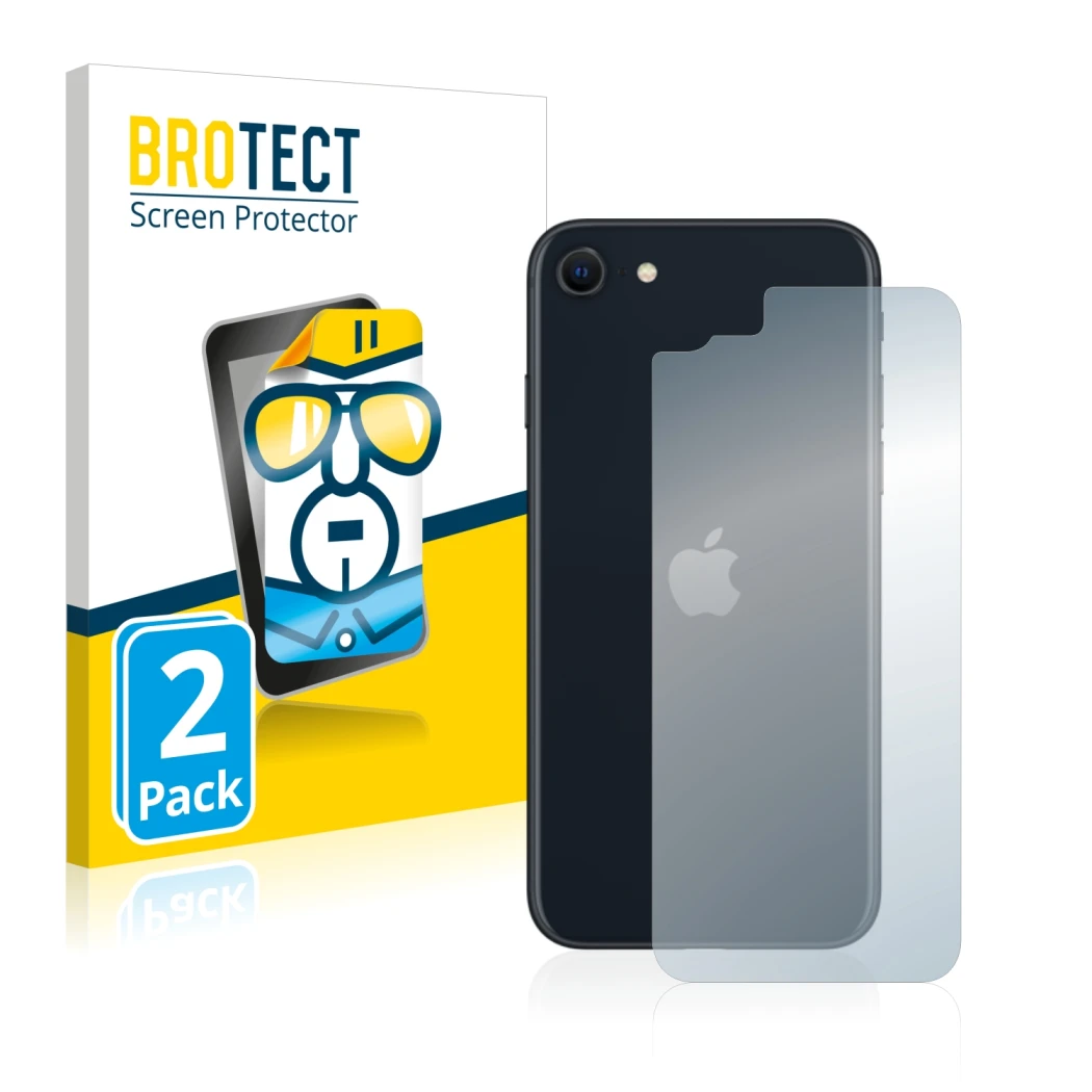Parte frontale di una confezione del prodotto con il logo del marchio BROTECT. Accanto è raffigurato il dispositivo Apple iPho