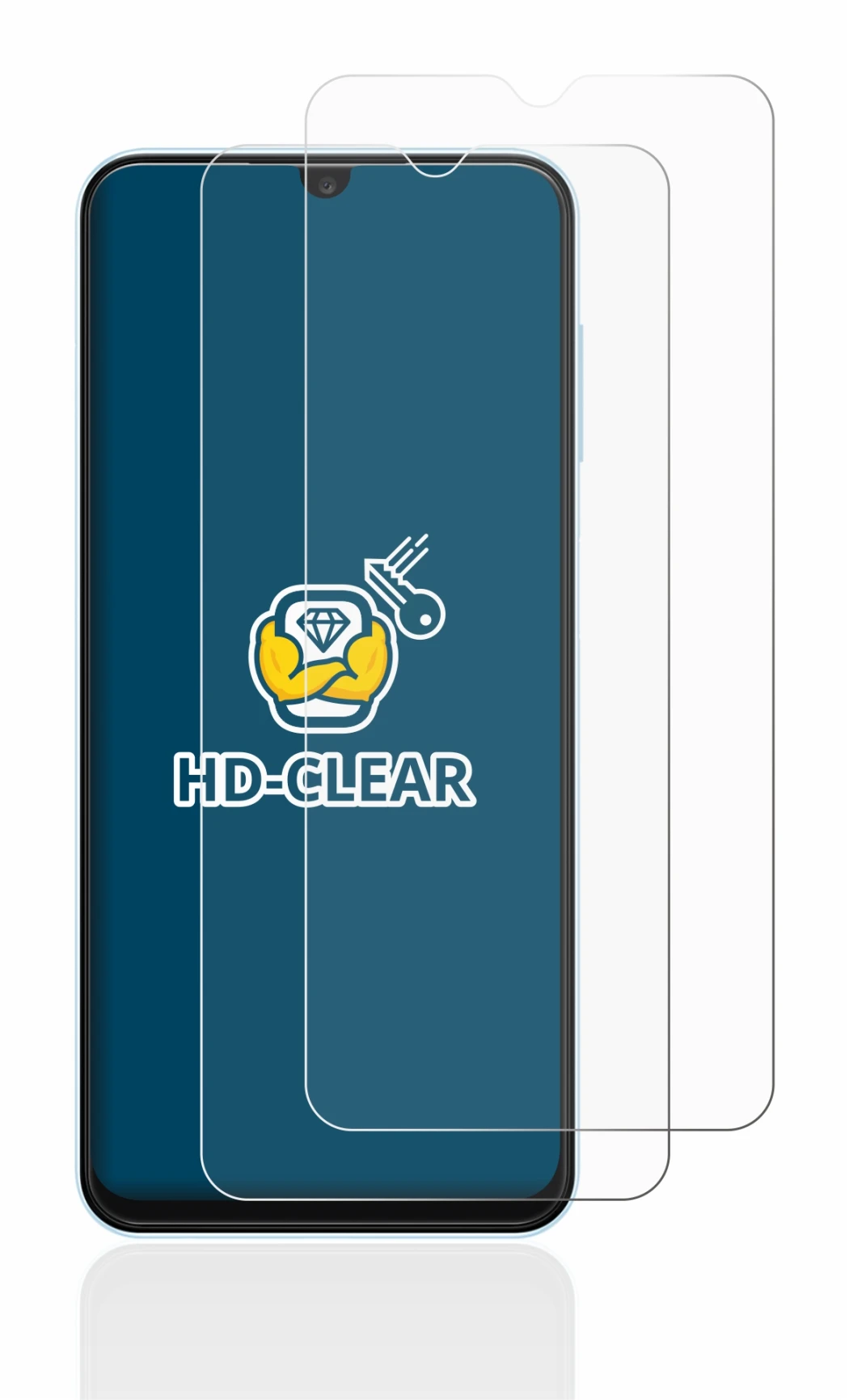 Immagine del dispositivo Samsung Galaxy A13 con un'ampia varietà di protezioni per lo schermo.