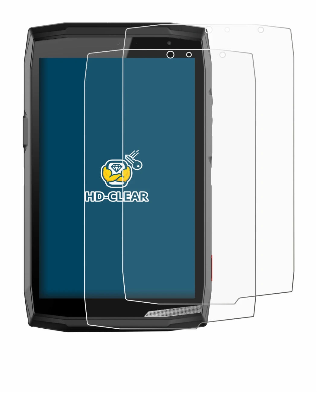 Immagine del dispositivo Crosscall Core T5 con un'ampia varietà di protezioni per lo schermo.