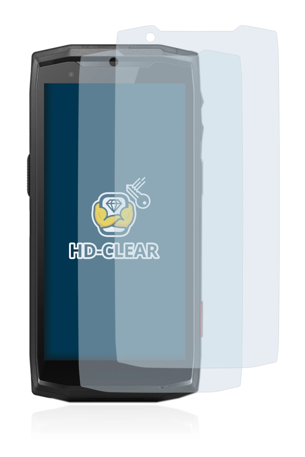 Immagine del dispositivo Crosscall Core-M5 con un'ampia varietà di protezioni per lo schermo.