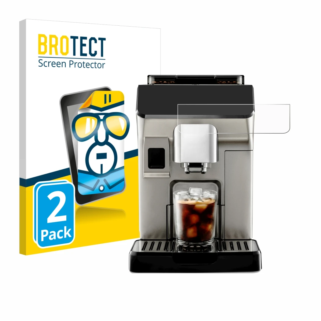 Parte frontale di una confezione del prodotto con il logo del marchio BROTECT. Accanto è raffigurato il dispositivo DeLonghi E