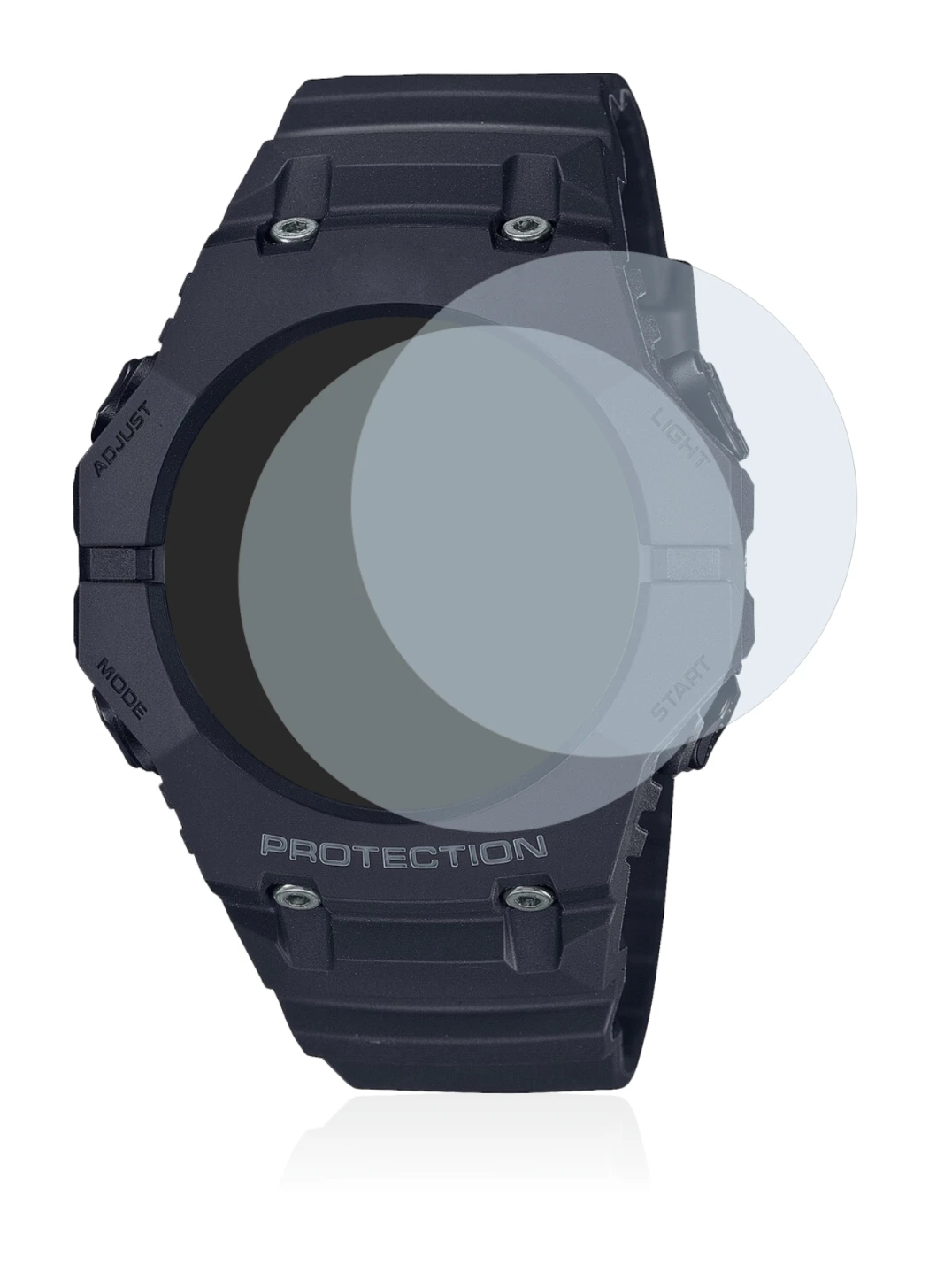 Immagine del dispositivo Casio G-Shock GA-B001 con un'ampia varietà di protezioni per lo schermo.