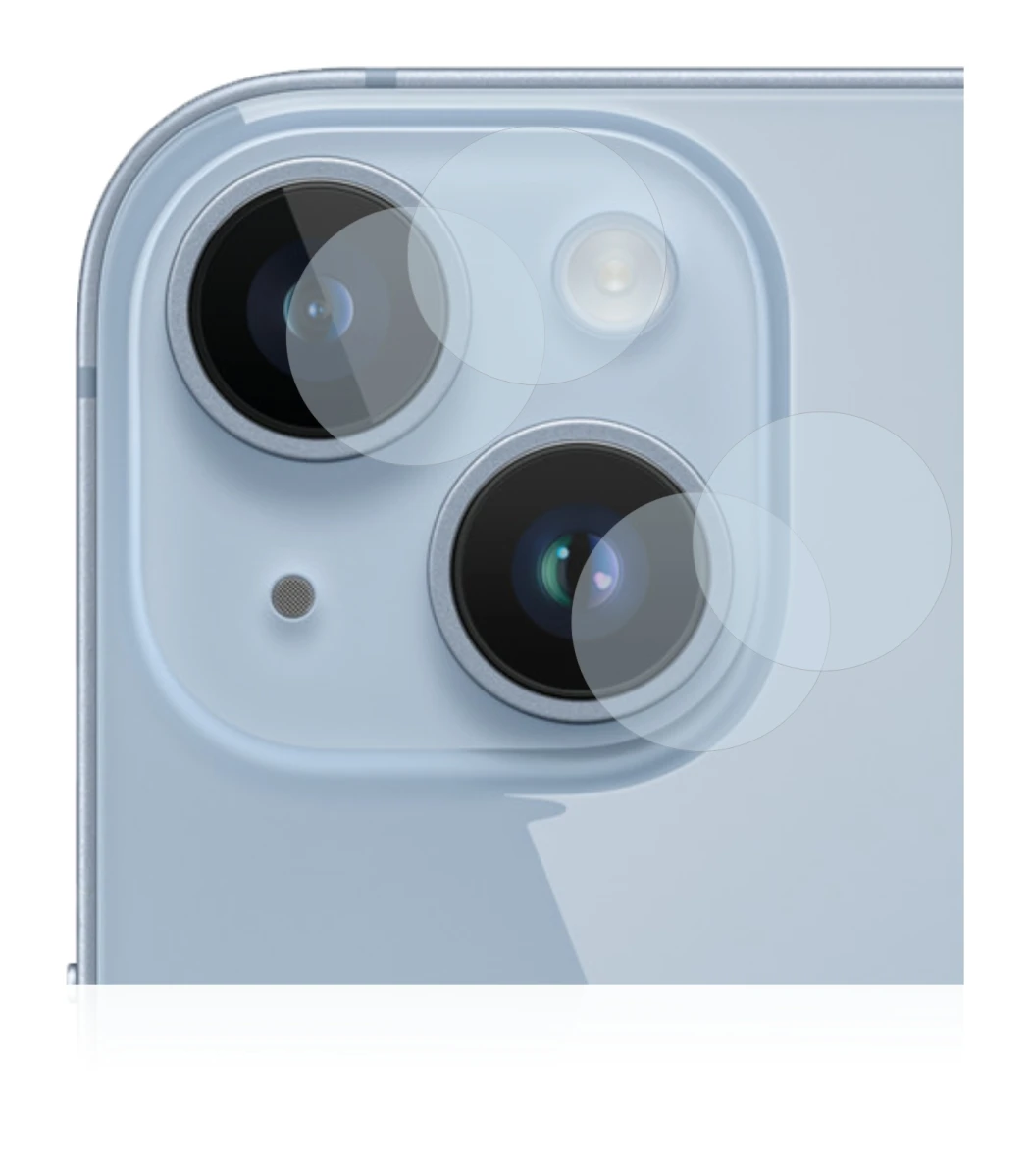Immagine del dispositivo Apple iPhone 14 (SOLO Fotocamera) con un'ampia varietà di protezioni per lo schermo.