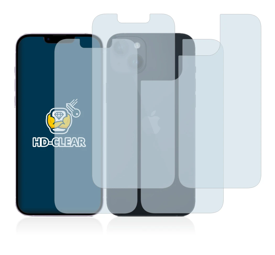 Immagine del dispositivo Apple iPhone 14 (Fronte+Retro) con un'ampia varietà di protezioni per lo schermo.