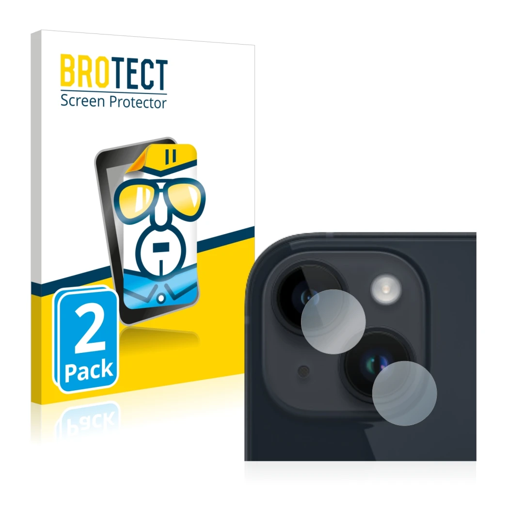 Parte frontale di una confezione del prodotto con il logo del marchio BROTECT. Accanto è raffigurato il dispositivo Apple iPho