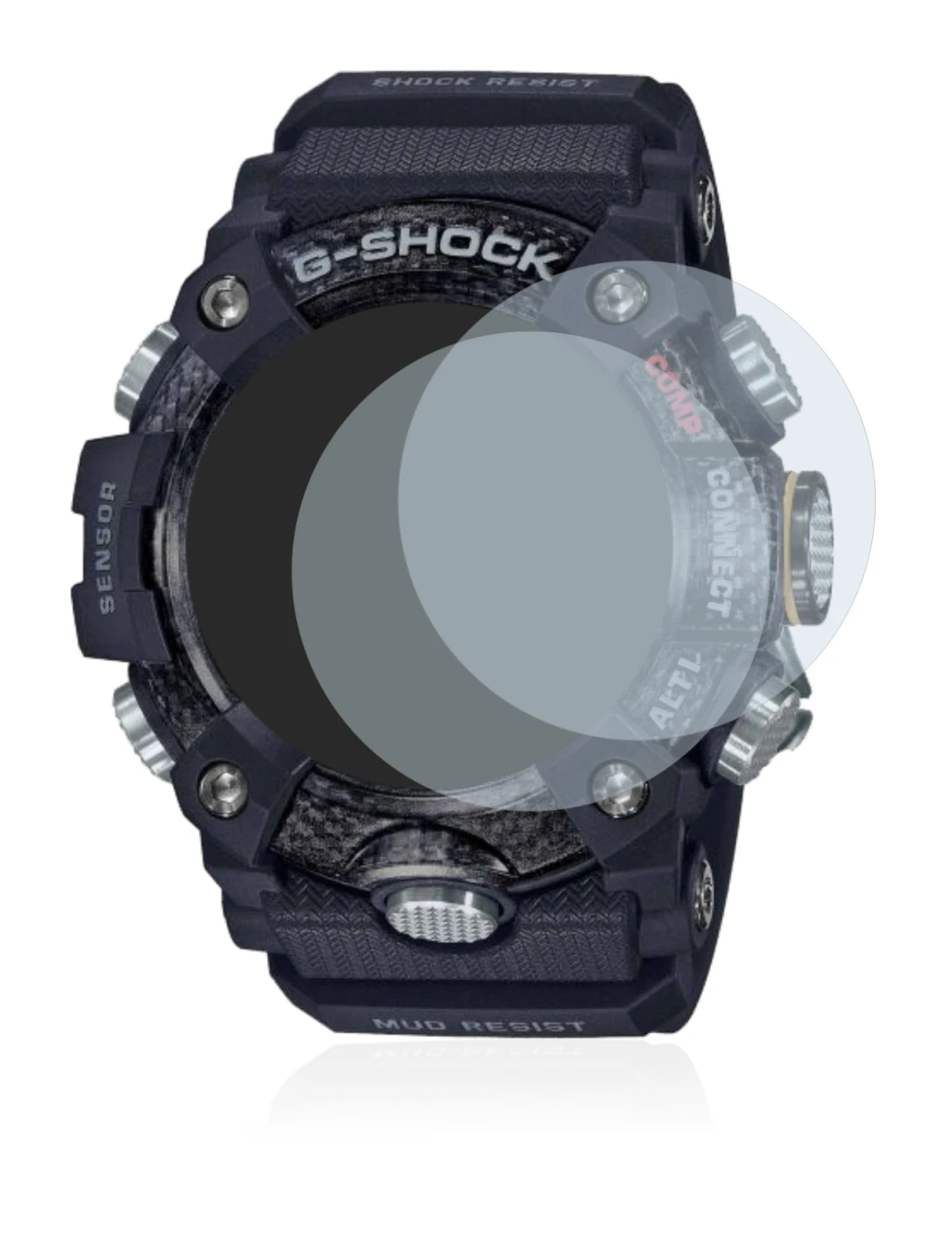 Immagine del dispositivo Casio G-Shock Mudmaster GG-B100-1AER con un'ampia varietà di protezioni per lo schermo.