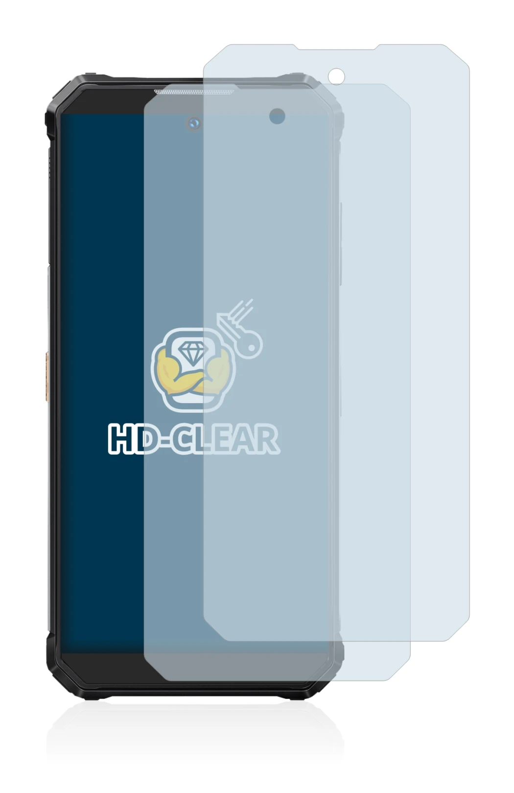 Immagine del dispositivo Oukitel WP19 con un'ampia varietà di protezioni per lo schermo.