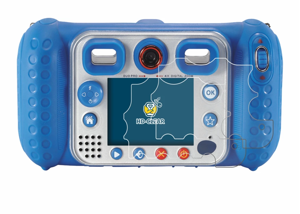Immagine del dispositivo Vtech Kidizoom Duo Pro con un'ampia varietà di protezioni per lo schermo.