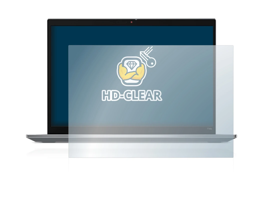 Immagine del dispositivo Lenovo ThinkPad T14s Gen 3 con un'ampia varietà di protezioni per lo schermo.