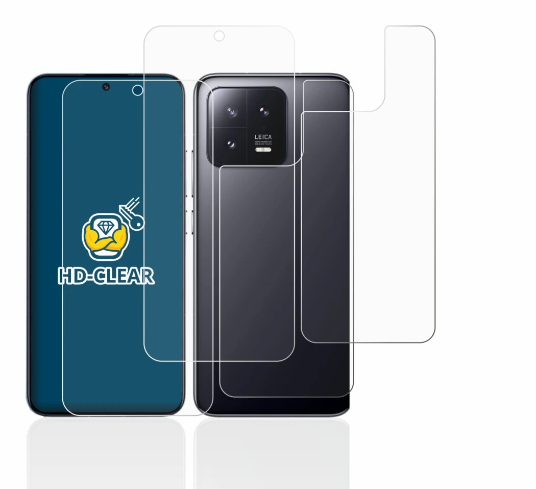Immagine del dispositivo Xiaomi 13 (Fronte+Retro) con un'ampia varietà di protezioni per lo schermo.