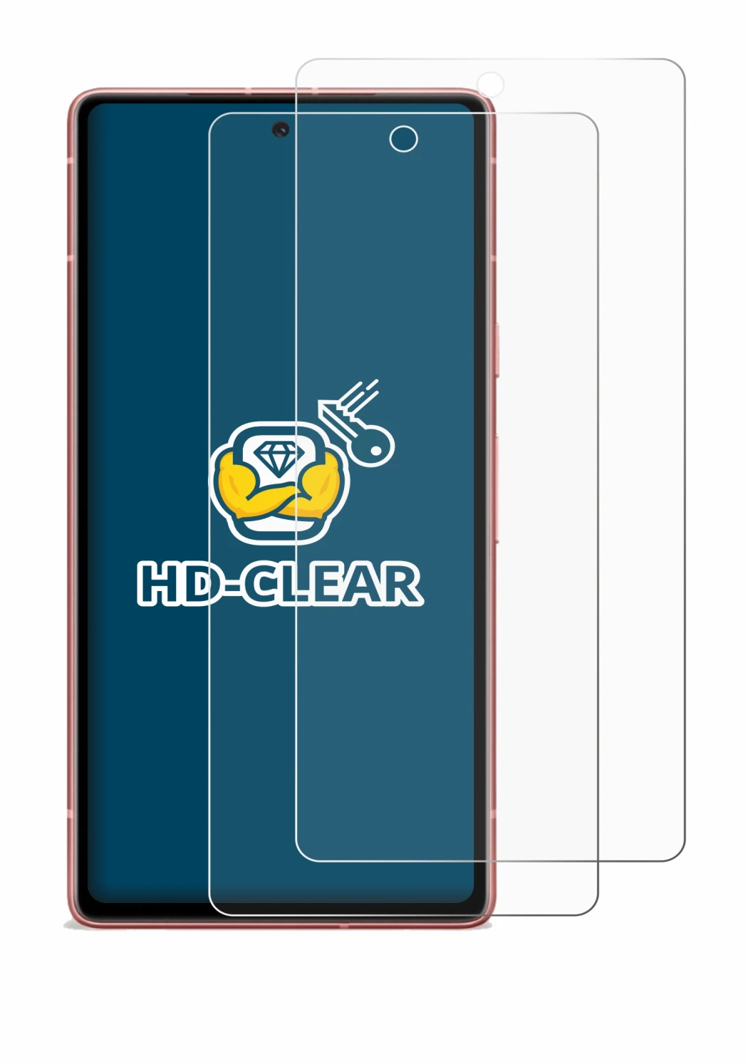 Immagine del dispositivo Google Pixel 7a con un'ampia varietà di protezioni per lo schermo.