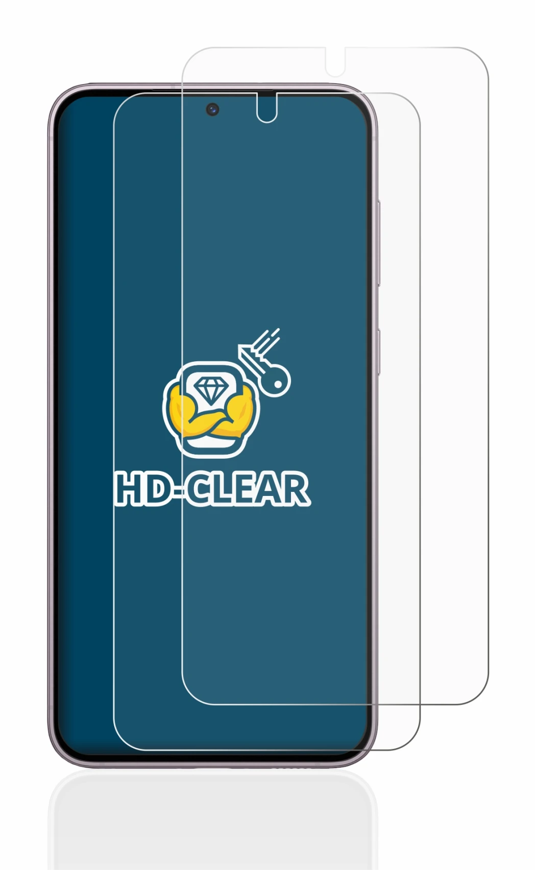 Immagine del dispositivo Samsung Galaxy S23 Enterprise Edition con un'ampia varietà di protezioni per lo schermo.