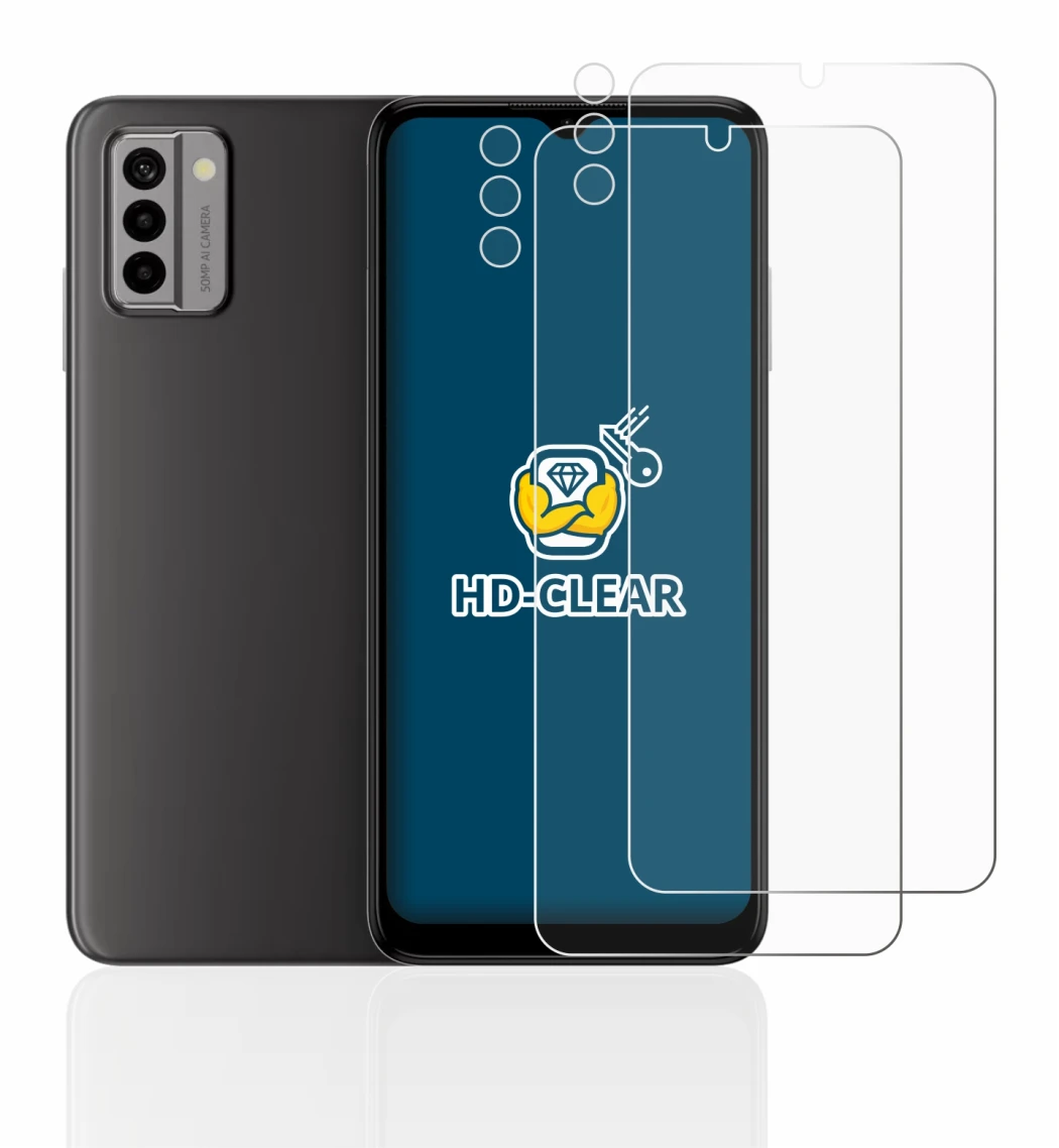 Immagine del dispositivo Nokia G22 (Fronte+Fotocamera) con un'ampia varietà di protezioni per lo schermo.