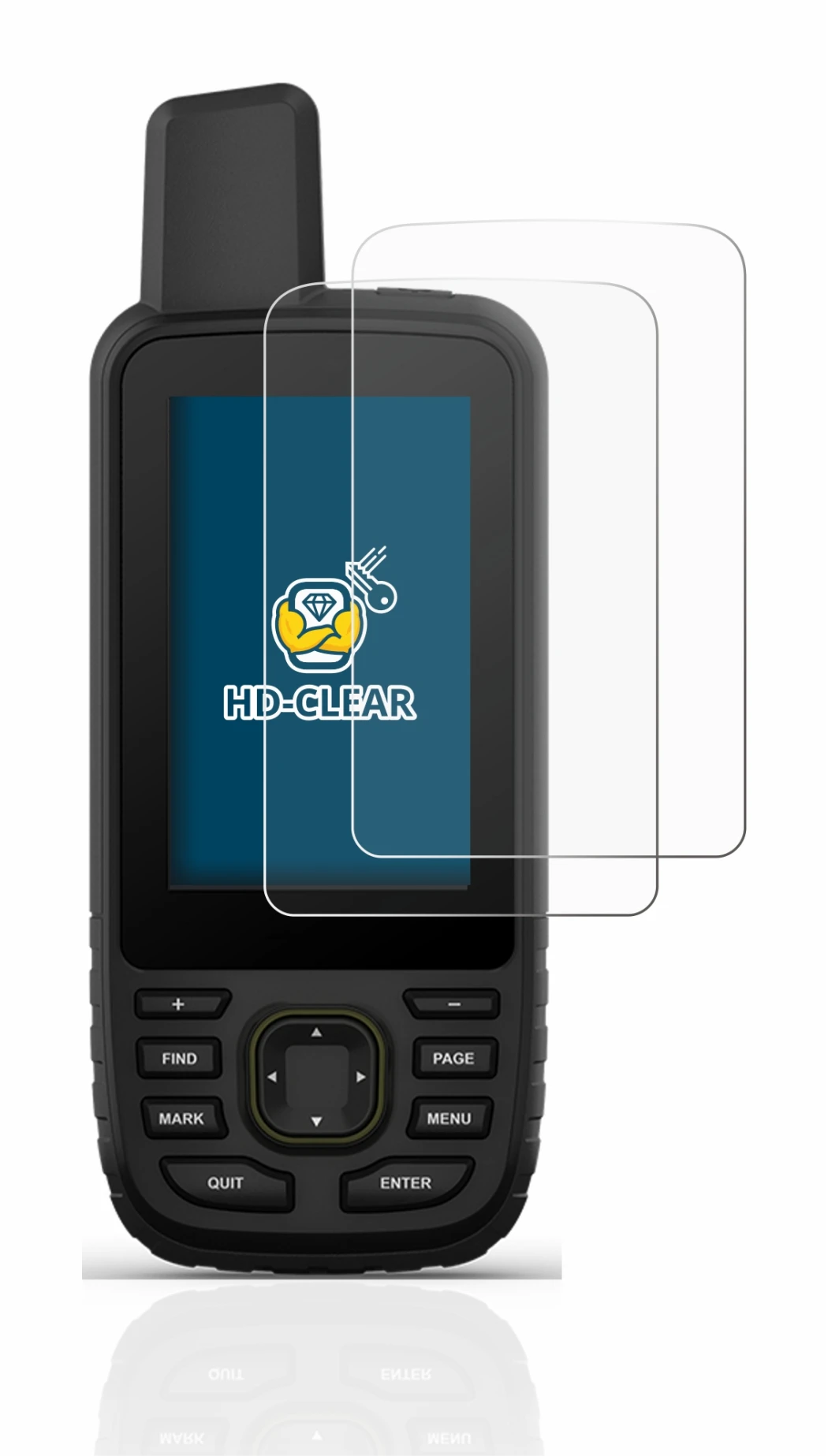 Immagine del dispositivo Garmin GPSMAP 67 con un'ampia varietà di protezioni per lo schermo.