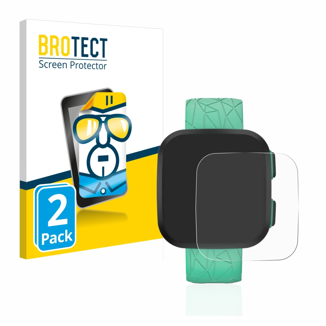 Parte frontale di una confezione del prodotto con il logo del marchio BROTECT. Accanto è raffigurato il dispositivo Garmin Bou