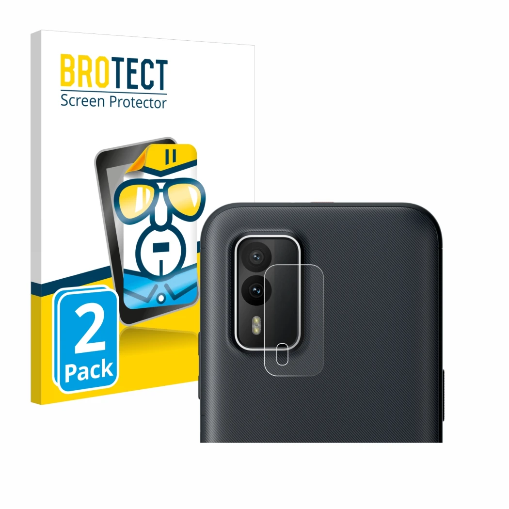 Parte frontale di una confezione del prodotto con il logo del marchio BROTECT. Accanto è raffigurato il dispositivo Nokia XR21