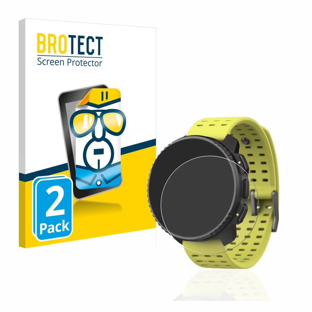 Parte frontale di una confezione del prodotto con il logo del marchio BROTECT. Accanto è raffigurato il dispositivo Suunto Ver
