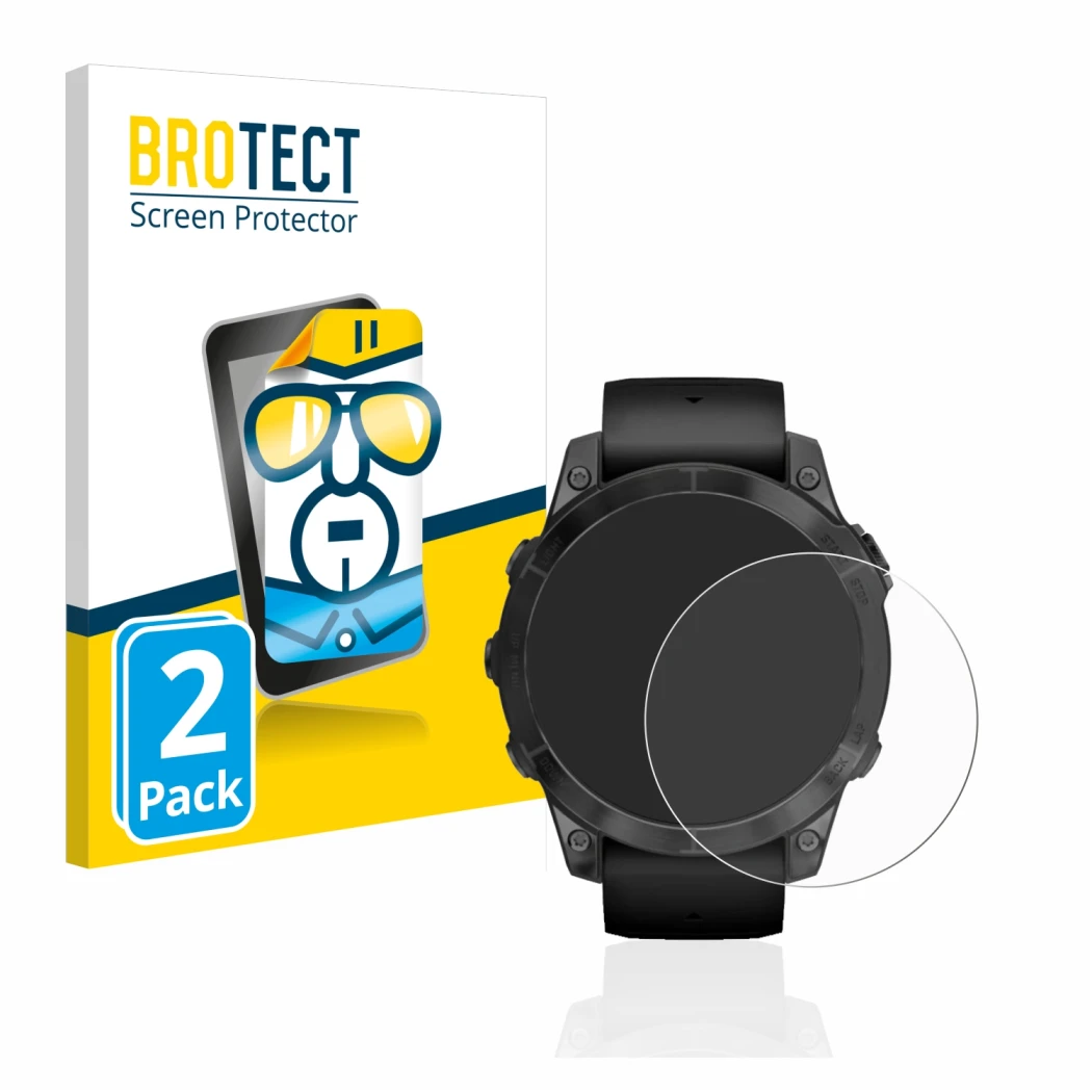 Parte frontale di una confezione del prodotto con il logo del marchio BROTECT. Accanto è raffigurato il dispositivo Garmin Epi