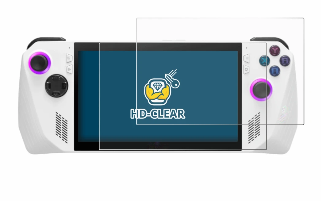 Immagine del dispositivo ASUS ROG Ally (2023) RC71L con un'ampia varietà di protezioni per lo schermo.