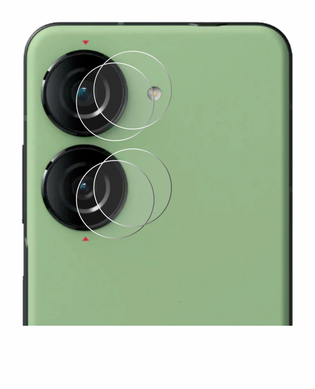 Immagine del dispositivo ASUS ZenFone 10 (SOLO Fotocamera) con un'ampia varietà di protezioni per lo schermo.