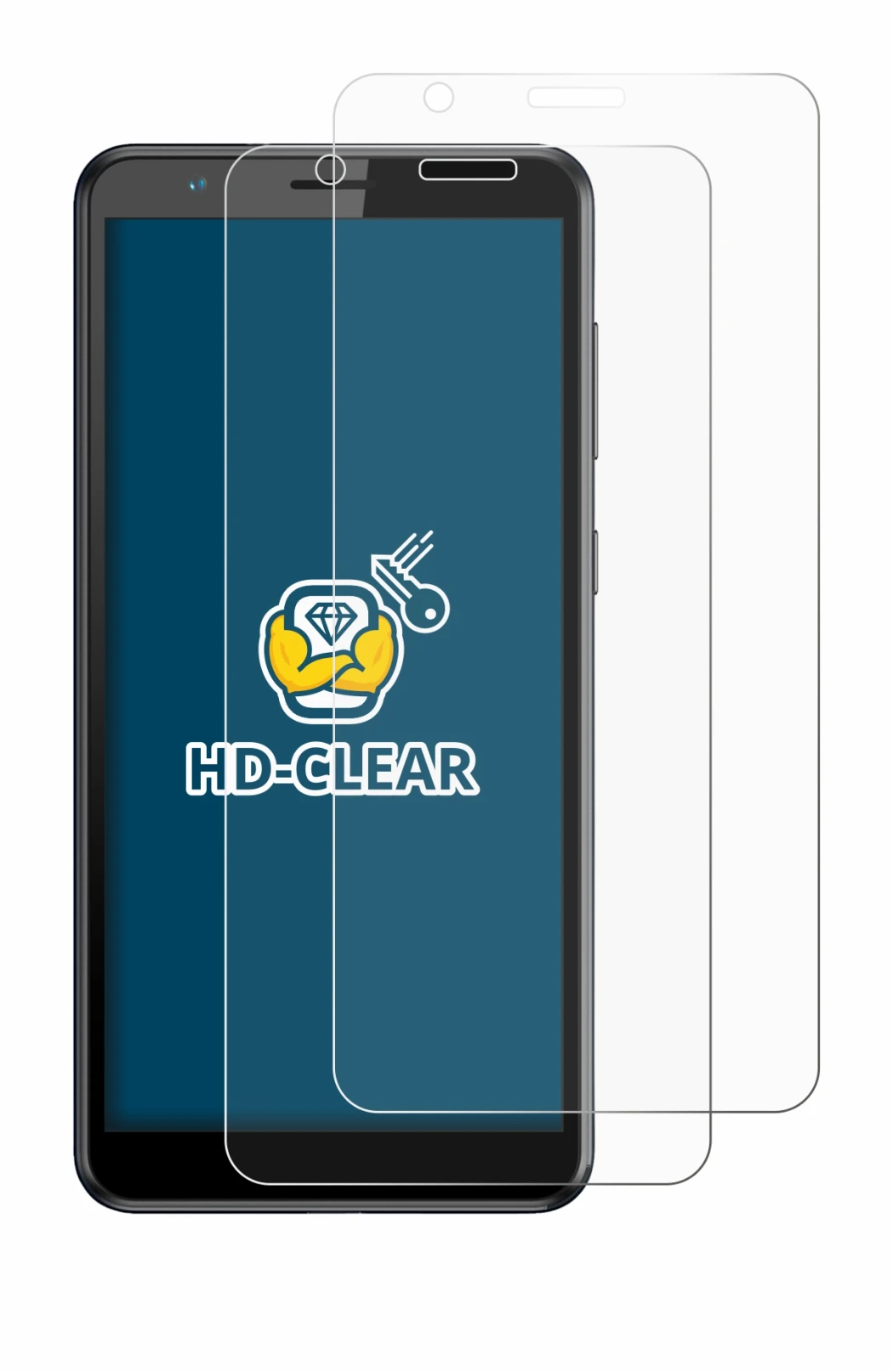 Immagine del dispositivo ZTE Blade A31 con un'ampia varietà di protezioni per lo schermo.