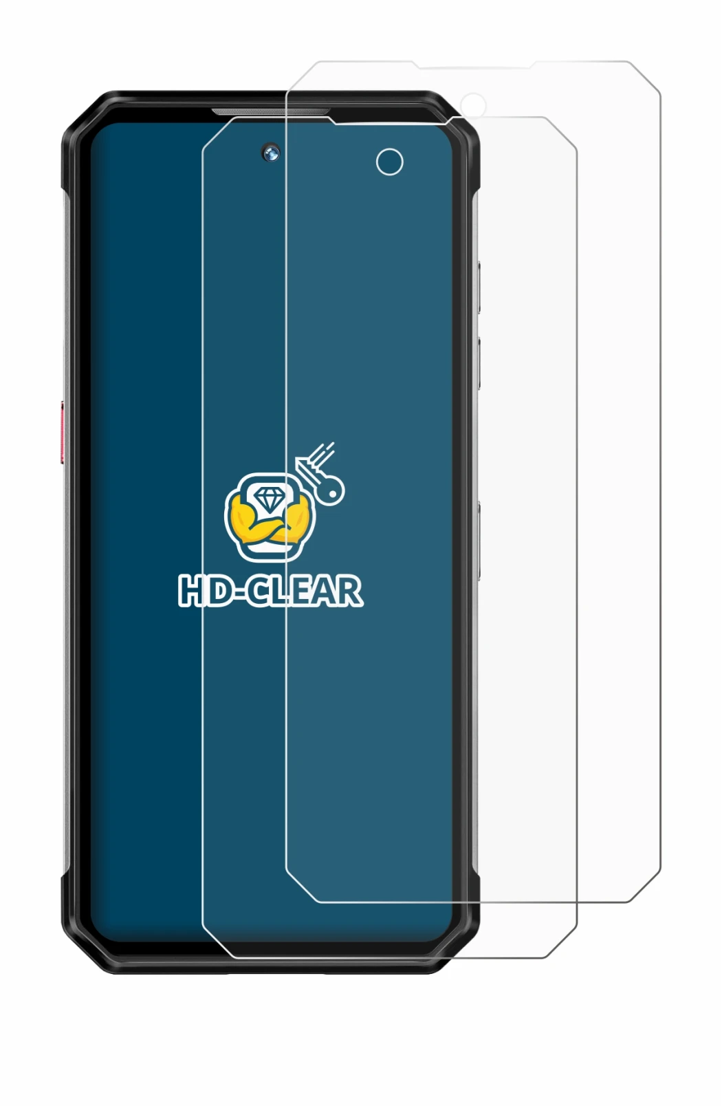 Immagine del dispositivo Oukitel WP21 con un'ampia varietà di protezioni per lo schermo.
