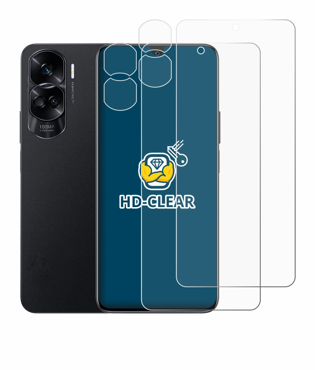 Immagine del dispositivo Honor 90 Lite (Fronte+Fotocamera) con un'ampia varietà di protezioni per lo schermo.