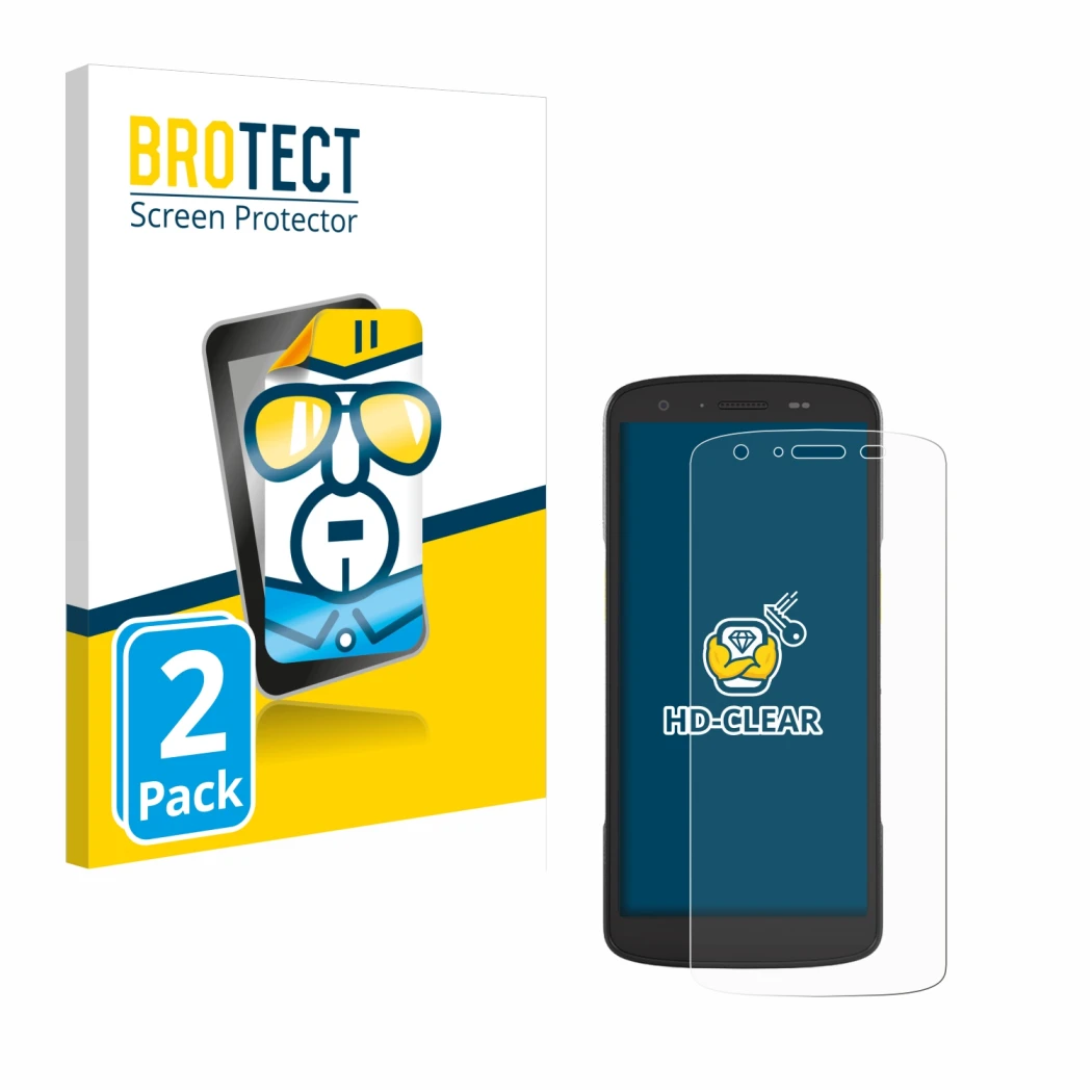 Parte frontale di una confezione del prodotto con il logo del marchio BROTECT. Accanto è raffigurato il dispositivo Zebra TC22