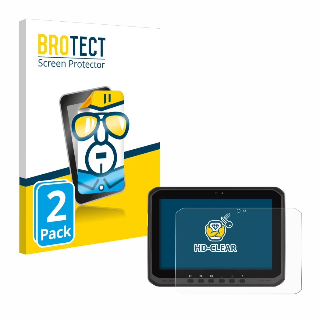 Parte frontale di una confezione del prodotto con il logo del marchio BROTECT. Accanto è raffigurato il dispositivo Zebra ET65