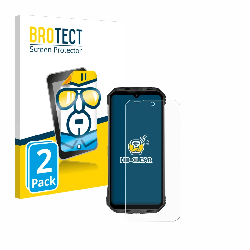 Parte frontale di una confezione del prodotto con il logo del marchio BROTECT. Accanto è raffigurato il dispositivo Doogee S11