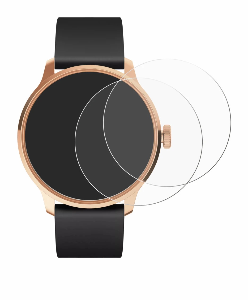 Immagine del dispositivo Withings ScanWatch Light con un'ampia varietà di protezioni per lo schermo.