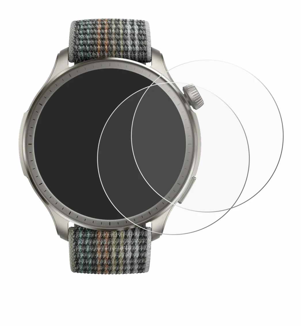 Immagine del dispositivo Huami Amazfit Balance con un'ampia varietà di protezioni per lo schermo.