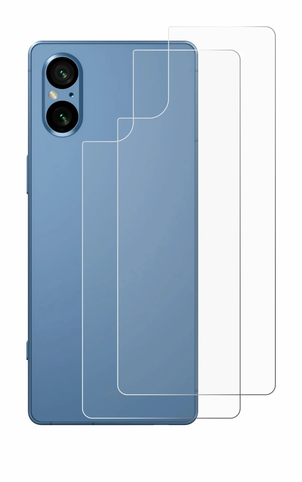 Immagine del dispositivo Sony Xperia 5 V (Posteriore) con un'ampia varietà di protezioni per lo schermo.