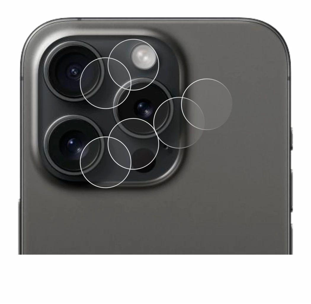 Immagine del dispositivo Apple iPhone 15 Pro (SOLO Fotocamera) con un'ampia varietà di protezioni per lo schermo.