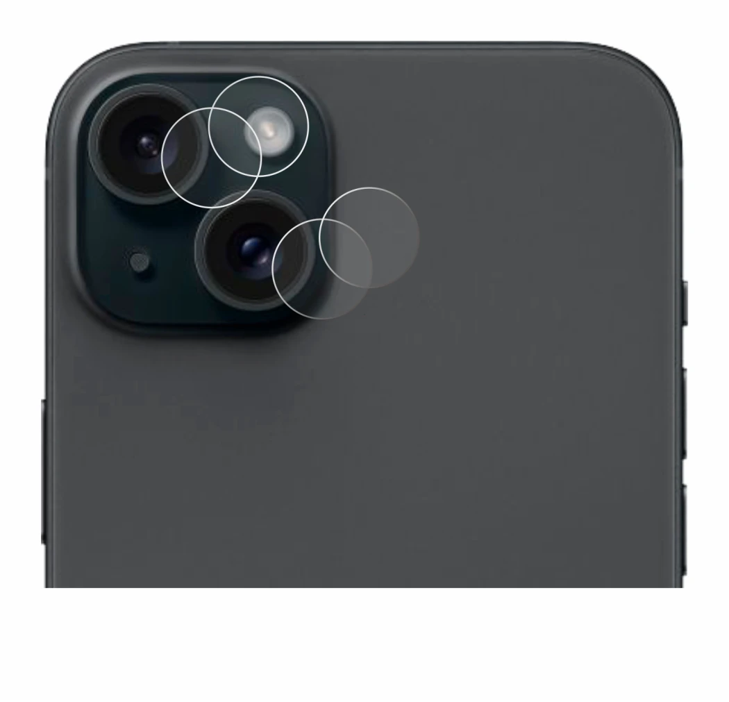 Immagine del dispositivo Apple iPhone 15 Plus (SOLO Fotocamera) con un'ampia varietà di protezioni per lo schermo.