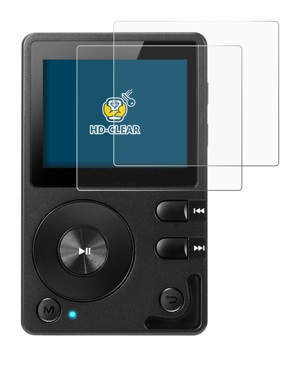 Immagine del dispositivo Hifi Walker H2 con un'ampia varietà di protezioni per lo schermo.