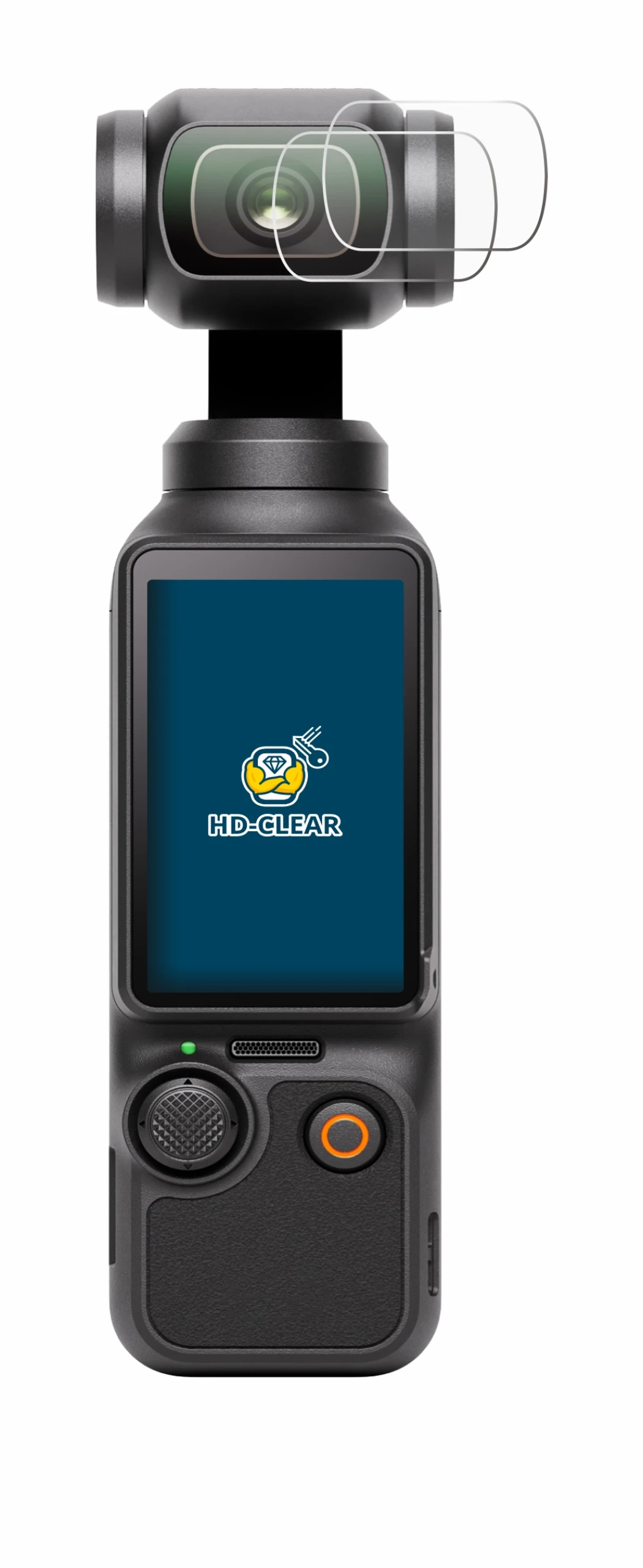 Immagine del dispositivo DJI Osmo Pocket 3 (Lente) con un'ampia varietà di protezioni per lo schermo.