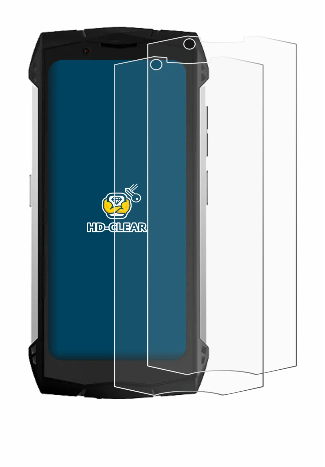 Immagine del dispositivo Doogee S Mini con un'ampia varietà di protezioni per lo schermo.