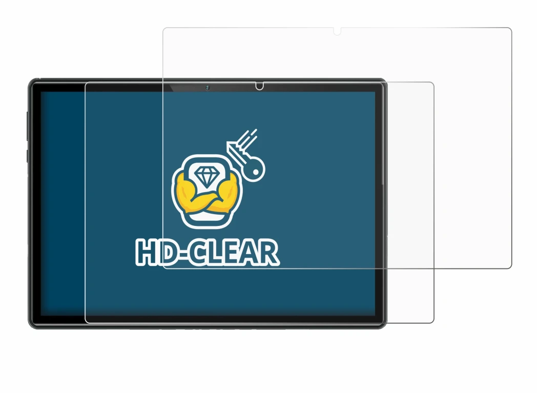 Immagine del dispositivo Doogee U10 con un'ampia varietà di protezioni per lo schermo.