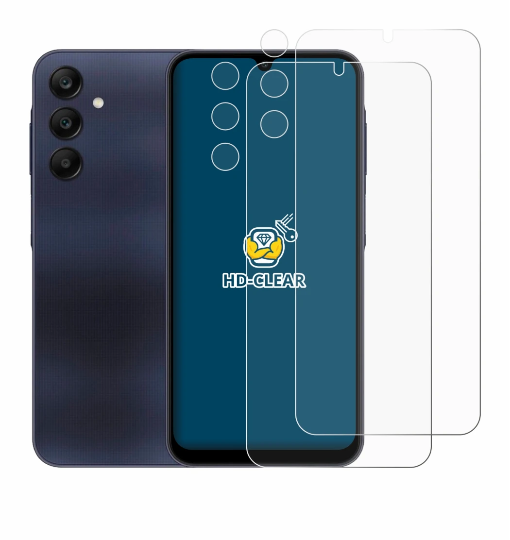 Immagine del dispositivo Samsung Galaxy A25 5G (Fronte+Fotocamera) con un'ampia varietà di protezioni per lo schermo.